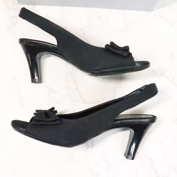 Aerosoles Women's 8M Protoplast Black Fabric Bow Classic Slingback Heels - Picture 5 of 10
